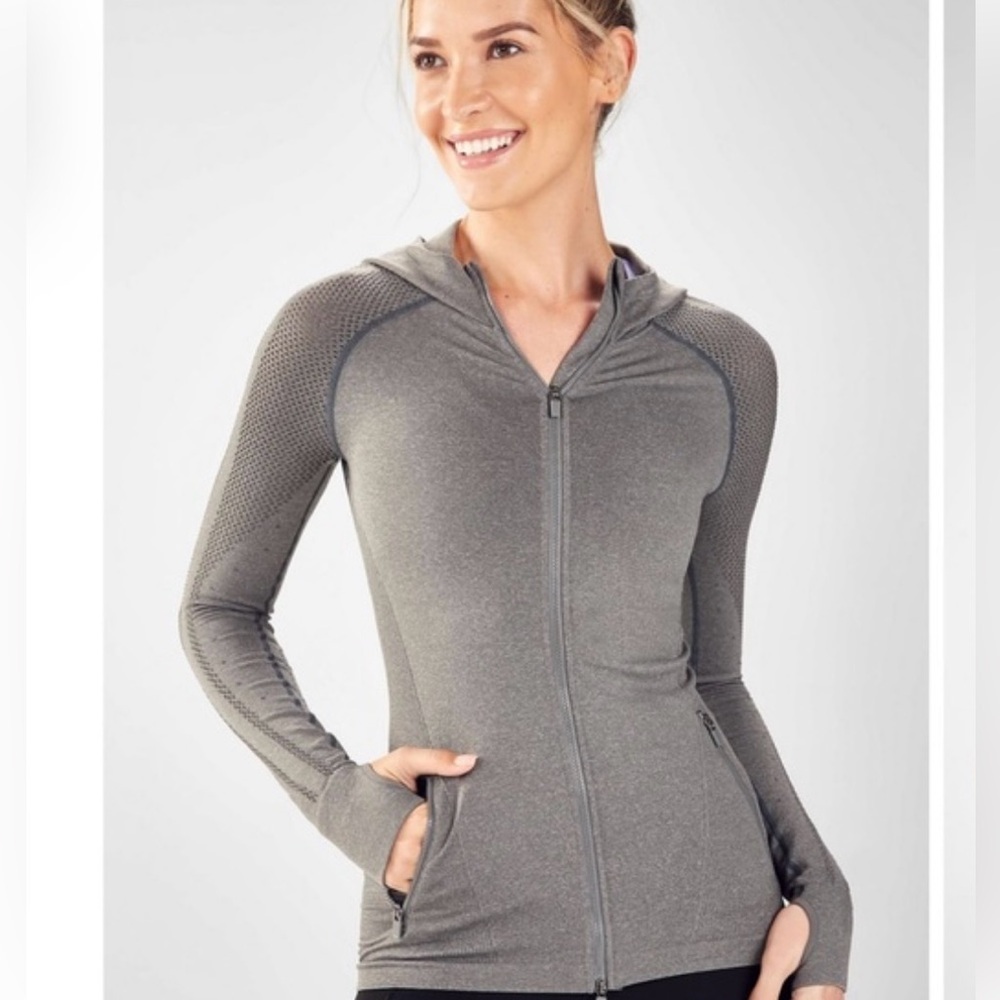 Fabletics grey size small zip up cardigan